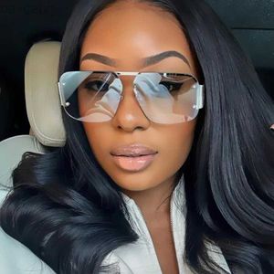 Vintage Half Frmae Y2K Sunglasses For Women New Fashion Brand Alloy Gradient Hip Hop Sun Glasses Female Driving Shades Uv400 ldd240313