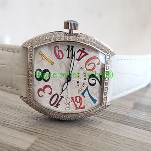 Luxury New 33mm Crazy Hours 7851 8880 Automatisk Gypsophila Diamond Dial Case Women Watch Leather Strap Högkvalitativa kvinnor klockor 2709