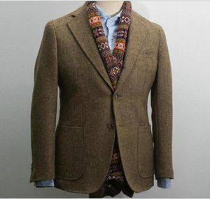 Men039s Suits Blazers 2021 Mens Tweed Jacket Brown Coat Bespoke Herringbone Coats Blazer Masculino Men9965275