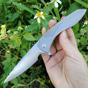 A5026 High End Flipper Knife M390 Satin Blade CNC TC4 Titanium Alloy Handle Ball Bearing Outdoor Camping Hiking Fishing EDC Pocket Knives