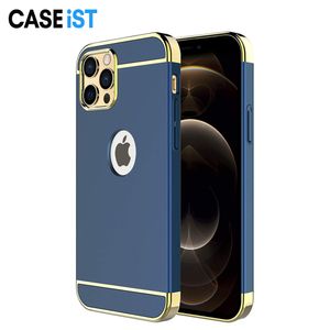 Caseist lüks 3 inç 1 kaplanmış elektroplat çerçevesi ultra ince ince sert PC Slip Matte Mat Şok geçirmez cep telefonu kasası Apple iPhone 15 14 13 12 11 Pro Max XS 8 7 Plus