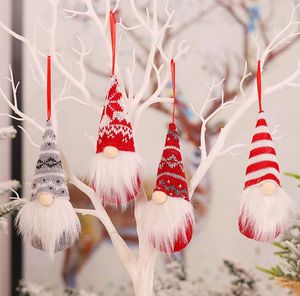 Nordic Style Plush Toy Christmas Decorations Knitted Doll Charm Santa Faceless Doll Xmas Tree Decoration Pendant M26457259103