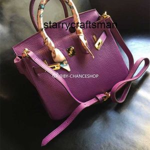 Women Leather Handbag L 25cm Grape Dark Purple Top Cowhide Pattern Togo Leather Womens Bag One Shoulder Handbag