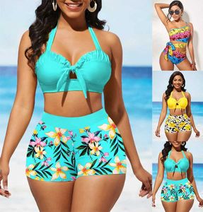 Swim Wear Womens New Summer Two Piece Swimsuit med blommigt tryck och sexig snörd Casual S-5XL Beach Swimsuit Aquatic Sports 240311