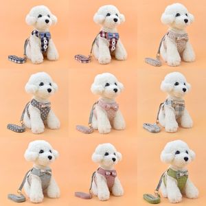 Hund Harnesses Cat Leases Pet Vest Type Dog Leases Pet Bowknot Chest Strap Pet Supplies 9 Style XD24553238B