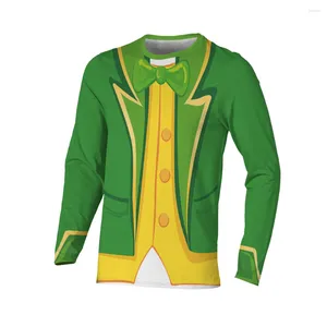 Herr t-skjortor 2024 leprechauns cosplay kläder långärmad besättning hals topp St. Patrick's Day T-shirt mode unisex grön festlig tee