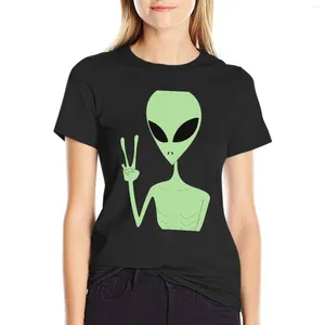 Polos femininos paz alienígena camiseta anime roupas blusa vintage roupas femininas