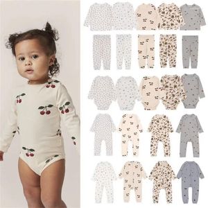 Clothing Sets Baby Girl Clothes KS Brand 2024 Autumn Romper Cute Cherry Print Jumpsuit Infant Boys T-shirts Pants Toddler Outfit