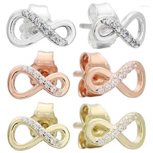 Orecchini a bottone Originali orecchini a forma di infinito in oro rosa con cristalli per le donne, regalo di compleanno, gioielli fai da te in Europa