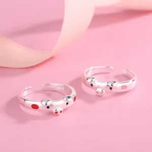 Cluster Rings 1Pcs Creative Cute Red Pig Lucky Piggy Animal Couple Opening Ring Women Man Jewelry Lover's Gifts Adjustable