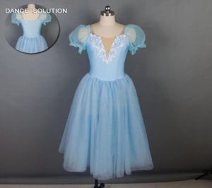 Scen Wear Ankomst av Sky Blue Long Romantic Ballet Dance Tutu Girls Performance Dancing Dress 190248404986