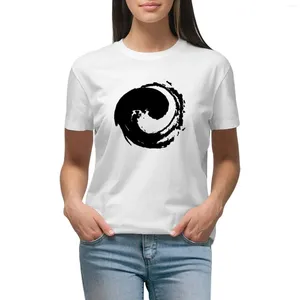 Damen Polos Yin und Yang Symbol als japanische Kalligraphie T-Shirt Plus Size Tops Koreanische Mode Animal Print Shirt für Mädchen Frauen Kleidung