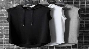 Koşu formaları 2022 moda giyim vücut geliştirme kasları erkek fitness erkekler kadınlar kapüşonlu tank yelek spor giyim kolsuz gömlek 9466192