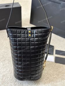 Designer Bucket Bag 32cm Retro Tote Fashion Messenger Handväskor i äkta läderkvinnor Små rutnät Ryggsäck Svart kvinnors fashionabla och mångsidiga väska WYG WYG