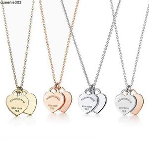 Pendant Necklaces Classic Sterling Silver Necklace Double Heart Man Women Party Wedding Jewelry High Quality