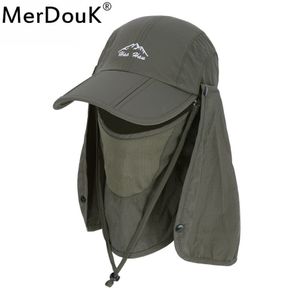 Sun Caps Flap Hats UV 360 Solskydd Upf 50 Borttagbar vikbar halsytans klappkappar för Man Women Baseball Y19052004286G