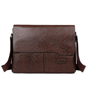 PU Leather MenS Briefcase Male Executive Document Shoulder Vintage Business Work Messenger Crossbody Side Designer Caddy Bag 240313