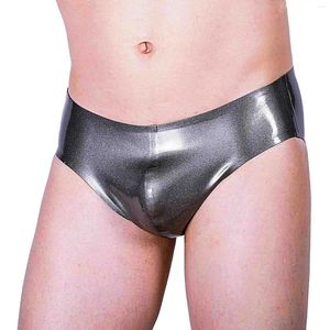 Cuecas Monnik Prata Moda Látex Homens Handmade Briefs Borracha Calcinhas Apertadas Shorts Roupa Interior para Fetiche Cosplay