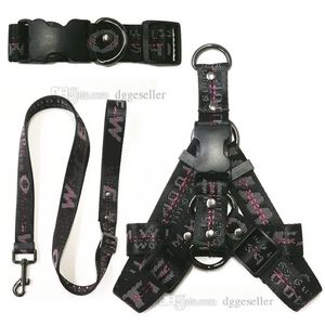 Designer Dog Harness and Leasches Ställ ingen draghund Vest -krage för små medelstora hundar Katt Justerbar tung haltersele sele WI260A