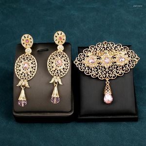 Broşlar Altın Kaplama Faslı Kadınlar Broşla Broş Rhinestone Arap Türk Türk Düğün Etnik Hajib Pins Bijoux