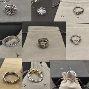 Anelli di marca Dy di lusso intrecciati due colori croce perle anello di design per le donne Moda argento sterling 925 gioielli vintage con diamanti regalo di fidanzamento I6yh