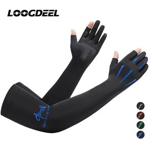 Loogdee 1Pair Sports Arm Sleeves Men Men Cycling Running Fishing Arm Cover Cuff Sun UV Protection Ice Cool Sleeves Long Gloves 240312