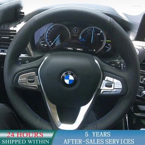 Direksiyon Simidi BMW G20 G21 G30 G31 G32 X3 G01 X4 G02 X5 G05 X7 G07 Z4 G29 için özelleştirilmiş otomobil kapağı Cowhide Örgü Aksesuarları