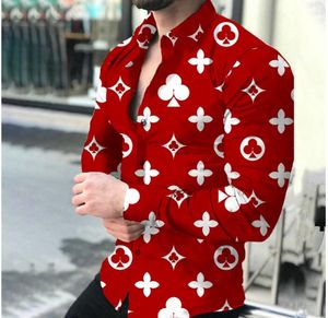 Neue Designer-Revershemd-Herrenhemden mit Knopfleiste, bedrucktes Bowlinghemd, luxuriöses Blumendruck-Freizeithemd, Herren-Langarmkleid, hawaiianisches Belkis-Oberteil