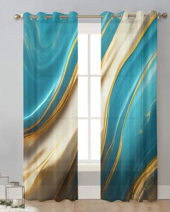 Curtains Marble Texture Aqua Green Curtain Tulle Curtains For Living Room Kitchen Window Treatments Voile Curtains