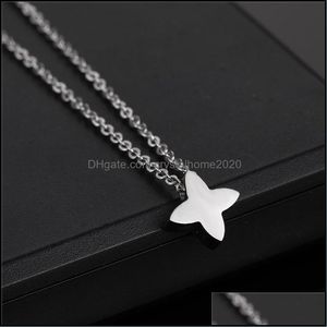 Pendant Necklaces Small Stainless Steel Three-Nsional Lucky Love Heart Plant Four-Leaf Clover Shape Necklace Woman Mother Gift Drop Otihq