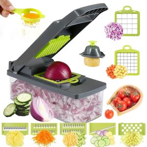 Strumenti Multifunzionale 14/16 in 1 Tritatutto per Verdure Tritatutto per Cipolla Maniglia per Alimenti Griglia per Alimenti Chopper per Alimenti Cucina Affettatrice di Verdure Taglio a cubetti