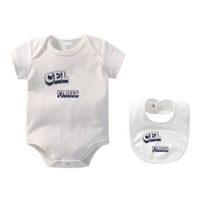 Designer Sommer Baby Baumwolle Overalls Lätzchen Set Luxus Marke Infant Atmungsaktive Bequeme Overall Kleidung Mädchen Jungen Strampler SDLX GLÜCK