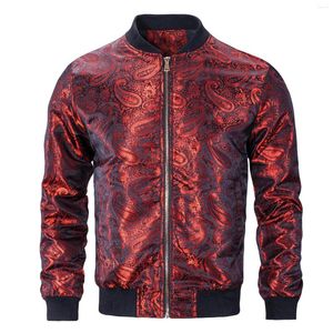 Men's Jackets Hi-Tie Burgundy Mens Jacket Jacquard Lightweight Bomber Casual Windbreaker Baseball Uniform Outdoor Sport Zipper Coat