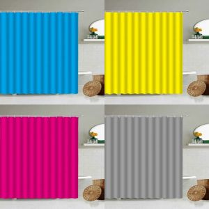 Curtains Modern Pure Color Waterproof Shower Curtain Blue Pink Yellow Gray Black Simple Design Bathroom Bathtub Cloth Screen With Hook