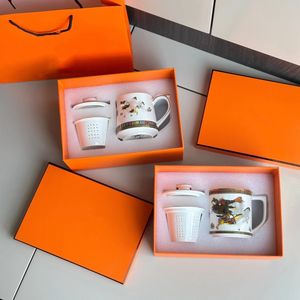 Moda Matu Bone China Tea Sızdırmaz Seramik Taylar Ayrılma Çay Sup Ofis Su Bardağı Kupa