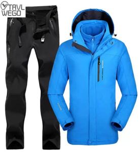Outdoor JacketsHoodies TRVLWEGO Winter Men Ski Jacket Suits Hiking Camping Sports Fleece Windbreaker Thermal Pants Man Sets Super2103890