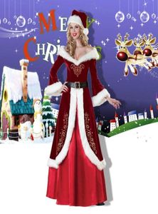 Casual Dresses Christmas Santa Claus Costume Cosplay kläder Fancy Dress in Women Pass for Adults Warm Winter7556009