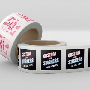 Anpassad klistermärke Etikett Printing Waterproof Roll Syntetiskt papperslim Rund klistermärke för förpackning Birthday Wedding 240229