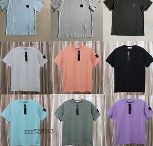 Tasarımcı Top Stoney Marka Erkek Tshirts Classic Basic Stones Adası İşlemeli Rozet Gevşek Pamuk Küçük Yuvarlak Boyun Adası T Shirt