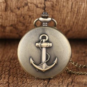 Pocket Watches Vintage 3D SAILING SYMBOL DESIGN UNISEX Quartz Analog titta på romerskt nummer Display Halsband Pendant Chain Retro Timepiece