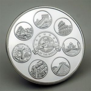 Prezent Nowe siedem cudów Światowych Kolekcjonerów Silver Pougled Pougenir Collection Art Creative Commorative Coin236j