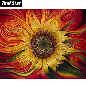 5D DIY Diamond Målning Flaming Sunflower Brodery Full Square Diamond Cross Stitch Rhinestone Mosaic målning Heminredning GIFT2936