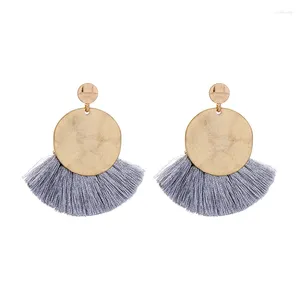 Dangle Earrings 2024 EST GEOMETRIC ROUND SECTOR COTTONE THERD TASSEL DROP FOR WOMEN GIFTSヴィンテージカラーファッションジュエリーアクセサリー