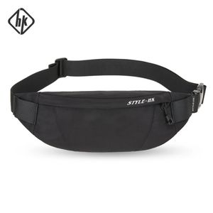 Hk Fanny Pack Black Waterproof Money Belt Bag Men Purse Teenagers Travel Wallet Male Waist Bags Cigarette Case for Phone 240308