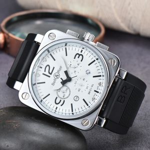 watchmen 2024 New 11 colors mens watch Quartz Watch bell brown leather black rubber Strap ross 6 hands INSTRUMENTS BR 01-94 Men's quartz watch 01