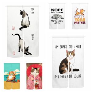 Curtains Japanese Funny Cat Doorway Curtain Kitten Printed Partition Kitchen Door Linen Drapes Cafe Restaurant Hanging HalfCurtains