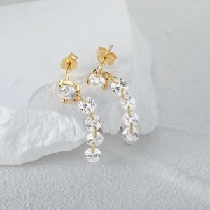 Stud Earrings BOAKO 925 Sterling Silver Earring Short Zircon Chain Tassel Drop Women's 18k Gold Plated Earstuds Oorbellen Zilver