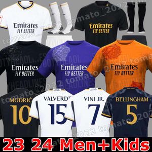 2023 2024 Futbol Formaları 23 24 Real Madrids Futbol Gömlek Camavea Alaba Modric Valverde Dördüncü Camiseta Erkek ve Çocuk Üniformaları Vini Jr Bellingham Arda Guler