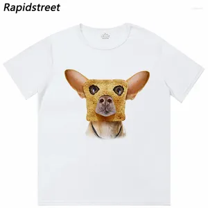 Erkekler T Shirt Men Street Giyim T-Shirt Komik Ekmek Köpek Grafik Gömlek Yumuşak Nefes Alabilir Parça Üstleri Tees Beyaz Gündelik Tshirt Unisex İnce Fit