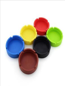 Silikon Ashtray Soft Round Ash Tray Pocket Shatterproof Cigar Ashtrays Solid Color Cigaretthållare Ash Catcher Smoking Accessori9796067